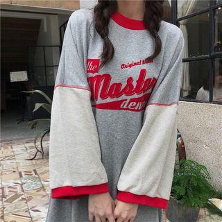 Lettering Long-sleeve T-shirt Dress As Shown In Figure - One Size