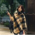 Turtleneck Plaid Cape Top