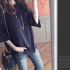 3/4-sleeve Loose-fit Knit Top
