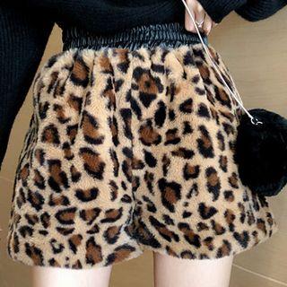 Leopard Print Wide Leg Shorts Leopard - Brown - One Size
