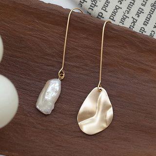 Non-matching Irregular Faux Pearl Alloy Dangle Earring 1 Pair - Asymmetry - One Size