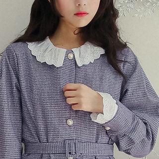 Lace-detail Collared Cotton Blouse White - One Size