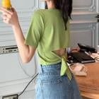 Open Back Tie-back Short-sleeve T-shirt
