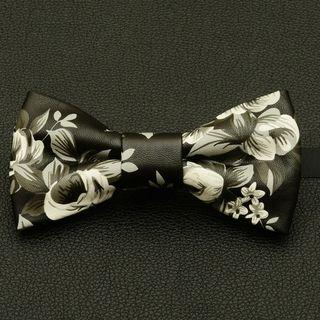 Faux-leather Bow Tie Ja67 - Black And White - One Size
