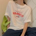 Elbow-sleeve Lettering T-shirt Off-white - One Size