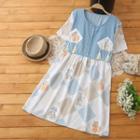 Rabbit Print Tasseled Short Sleeve Dress
