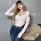 Long-sleeve Cutout Chain Crop Top
