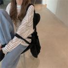 Striped Long-sleeve Loose-fit T-shirt - 2 Colors
