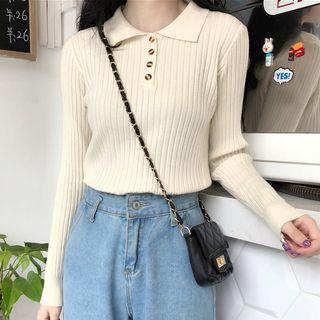 Long-sleeve Knit Placket Top