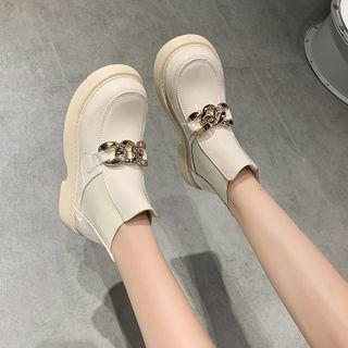 Chunky Chain Patent Platform Ankle Boots
