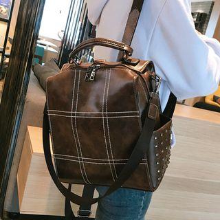 Convertible Faux Leather Stitched Backpack