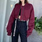 Zip-up Cropped Bomber Jacket