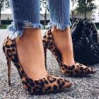 Leopard Print Pointed Faux Suede High Heel Pumps