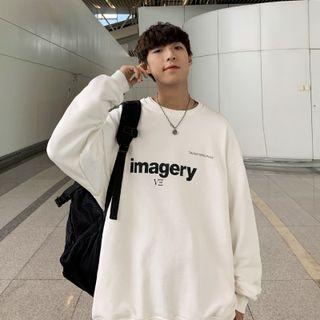Long Sleeve Mock Two Piece Lettering Sweatshirt