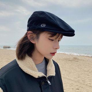 Lettering Applique Corduroy Beret Hat