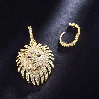 Non-matching Alloy Lion Dangle Earring As Shown In Figure - One Size