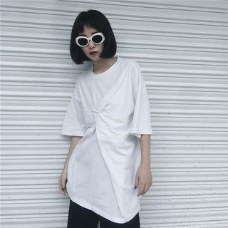 Asymmetric Ruched Long T-shirt