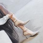 Glitter Pointed Toe Ankle Strap High Heel Dorsay Pumps