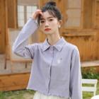 Rabbit Print Long-sleeve Collared T-shirt