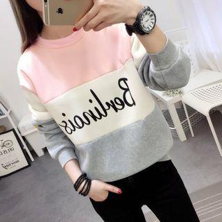 Long-sleeve Panel Lettering Print Sweatshirt