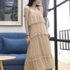 Ruffle Trim Strappy Maxi Dress