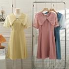 Collar-details Ruffle-trim Midi Dress
