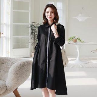 Round-collar Flared Shirtdress