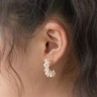 Faux Pearl Faux Crystal Sterling Silver Open Hoop Earring
