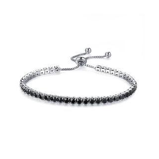 Simple Fashion Geometric Bracelet With Black Cubic Zirconia Silver - One Size
