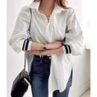Striped-panel Dip-back Boxy Shirt