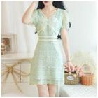 Short-sleeve Sequined Mini Lace Dress