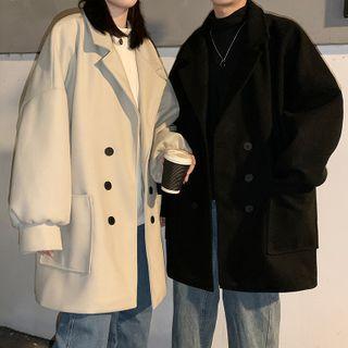 Plain Lapel Jacket With Front Pocket