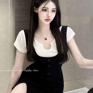 Short-sleeve Top / Sleeveless Sheath Dress