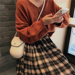 Midi Plaid Accordion Pleat Skirt Plaid Skirt - One Size