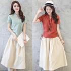 Set: Button-front Top + A-line Skirt