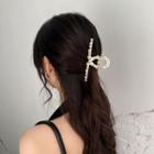 Faux Pearl Rhinestone Alloy Hair Clamp White - One Size
