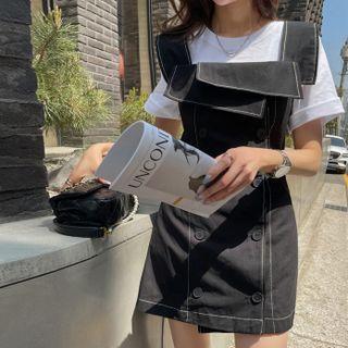 Set: T-shirt + Buttoned Pinafore Dress