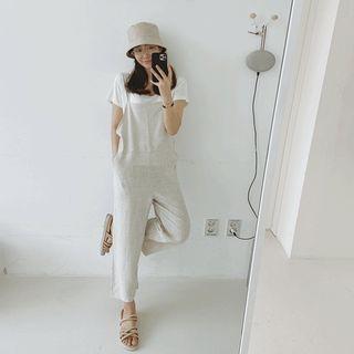 Spaghetti-strap Linen Jumpsuit