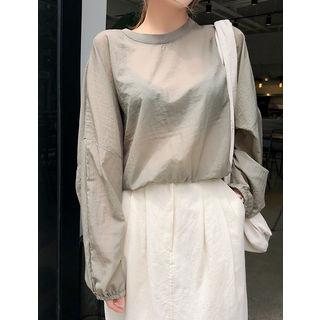 Drop-shoulder Drawstring-hem Top