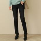 Cutout-hem Fleece-lined Straight-cut Jeans