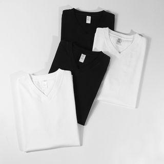 Plain V-neck Short Sleeve Tee