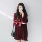 Cable Knit V-neck Long Sleeve Dress