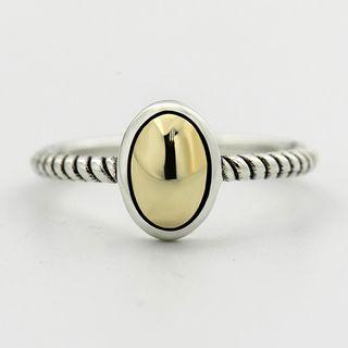 925 Sterling Silver Oval Open Ring Ring - Gold Oval - Silver - One Size