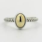 925 Sterling Silver Oval Open Ring Ring - Gold Oval - Silver - One Size