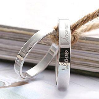 Couple Matching Letter Sterling Silver Rings