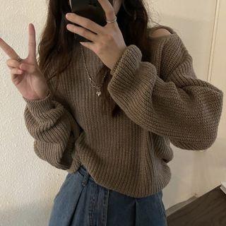 Cutout Off-shoulder Knit Sweater