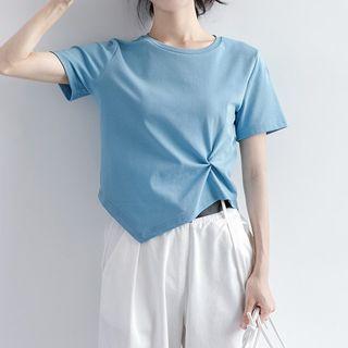Short-sleeve Asymmetrical Cropped Top