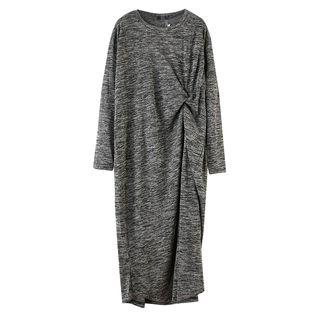 Long-sleeve Midi T-shirt Dress As Shown In Figure - One Size