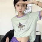Short-sleeve Piano Print T-shirt