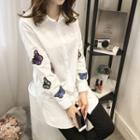 Butterfly Embroidery Long Shirt